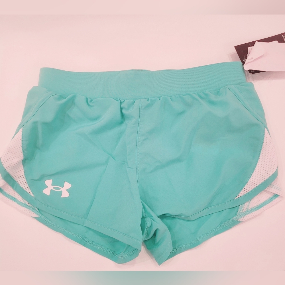 Under Armour Girl's Athletic Shorts - Pink and Mint - Picture 3 of 4